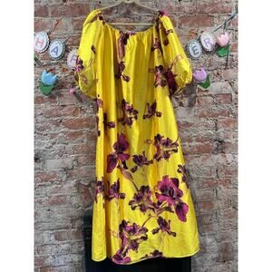 Anthropologie Atsu Yellow Floral Off-Shoulder Dress